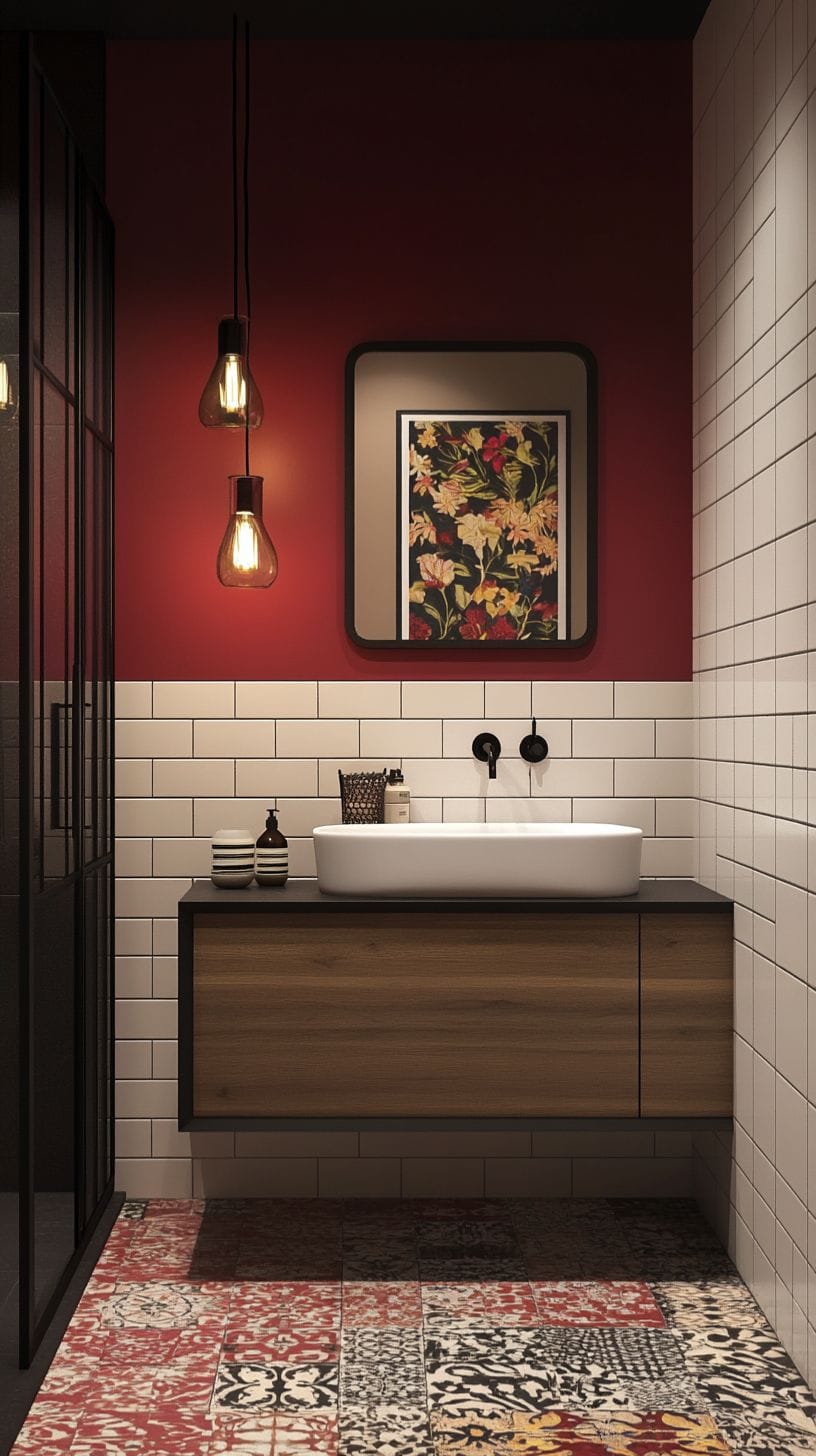 Retro bathroom with tile