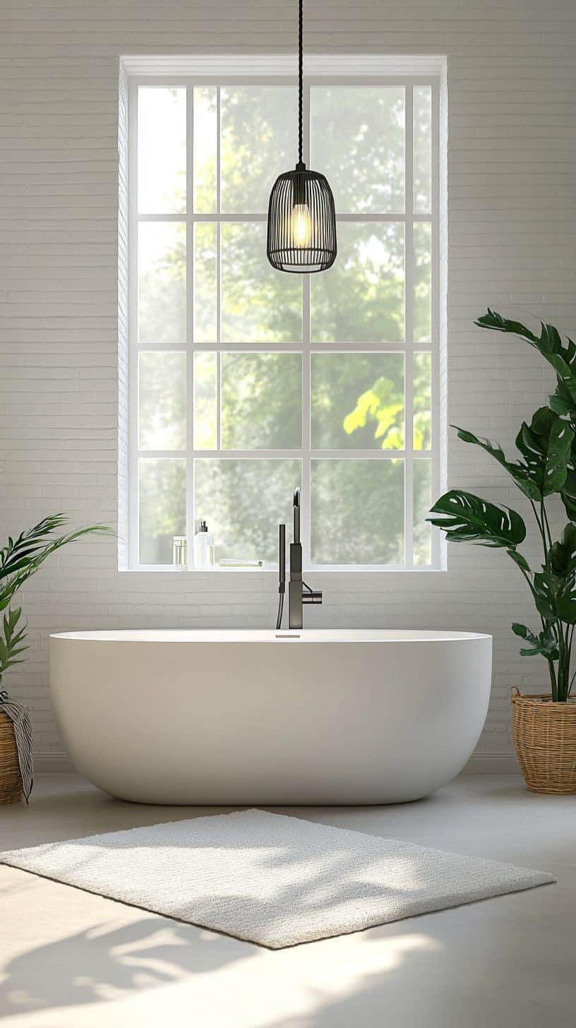 Scandinavian bathroom with lighting