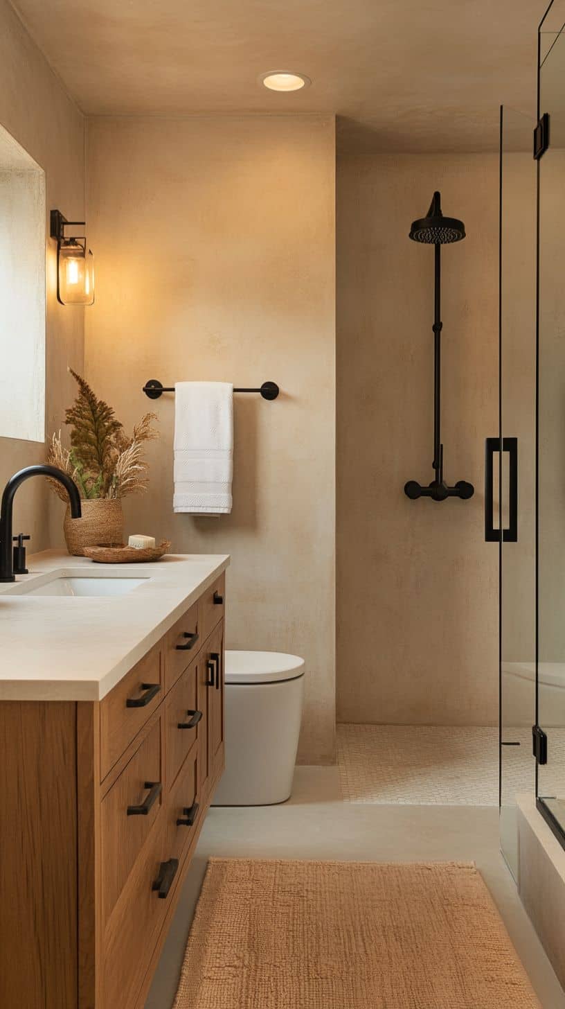 Small bathroom with no tiles