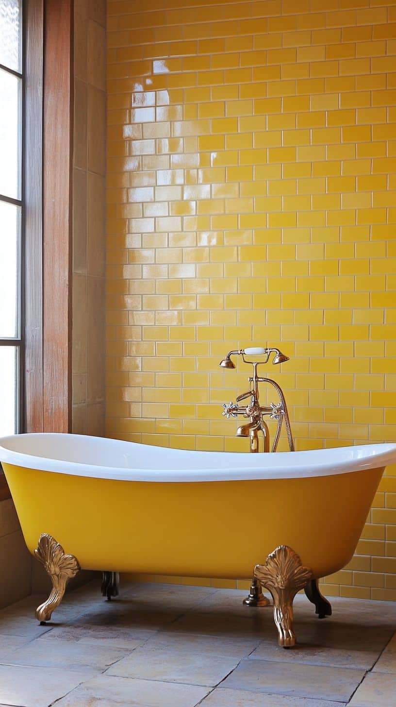 Yellow vintage bathroom