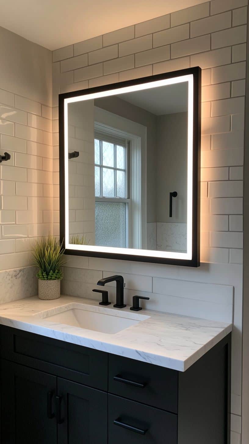 Bathroom mirror with storage