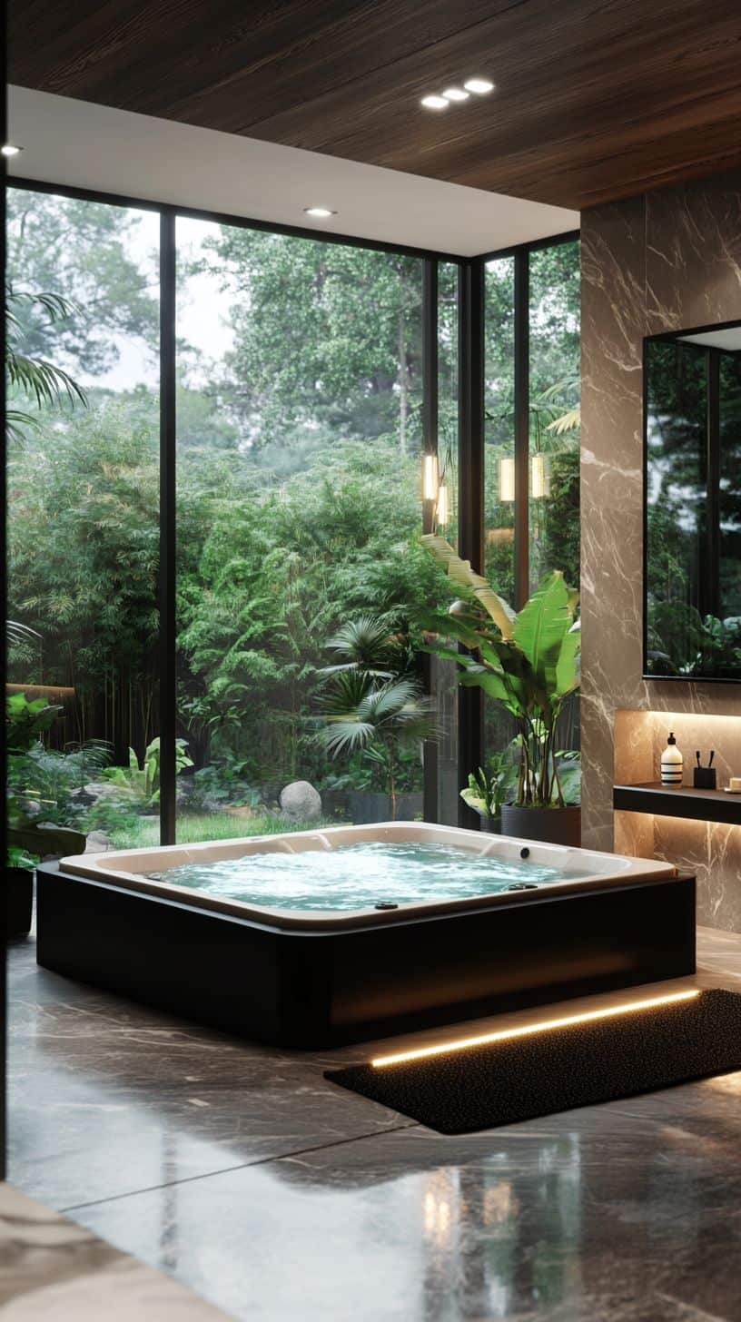 Bathroom with indoor jacuzzi