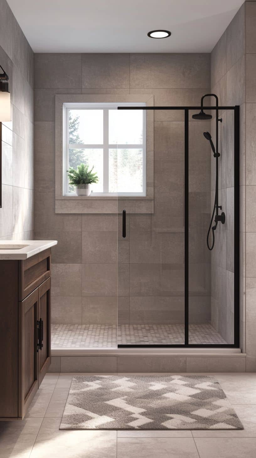 Bathroom with window in shower