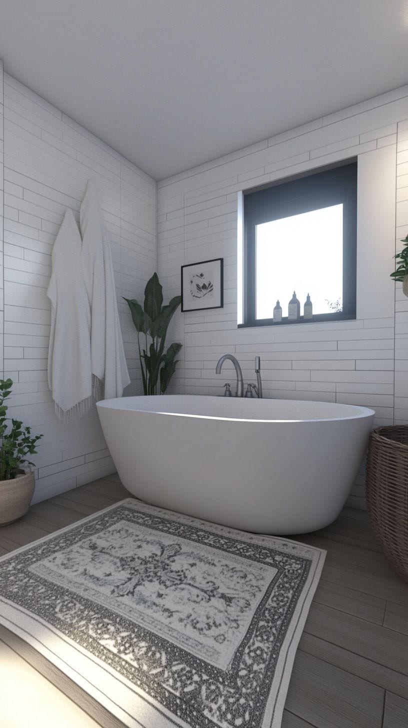 Bloxburg bathroom with rug decals