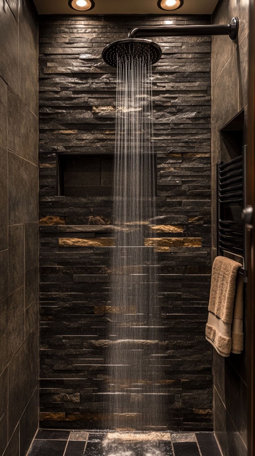 Dark earthy bathroom