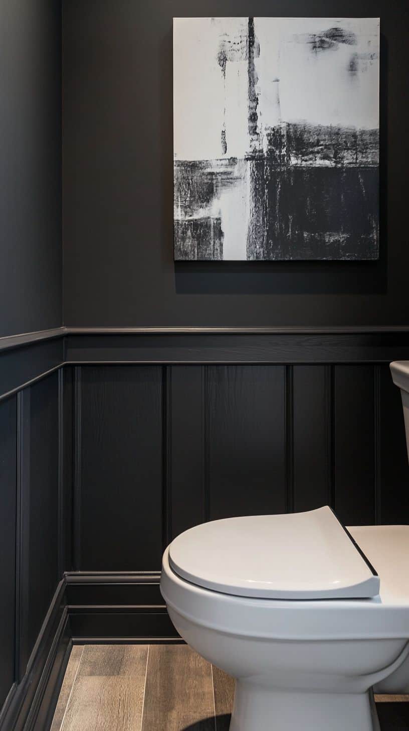 Dark half bathroom