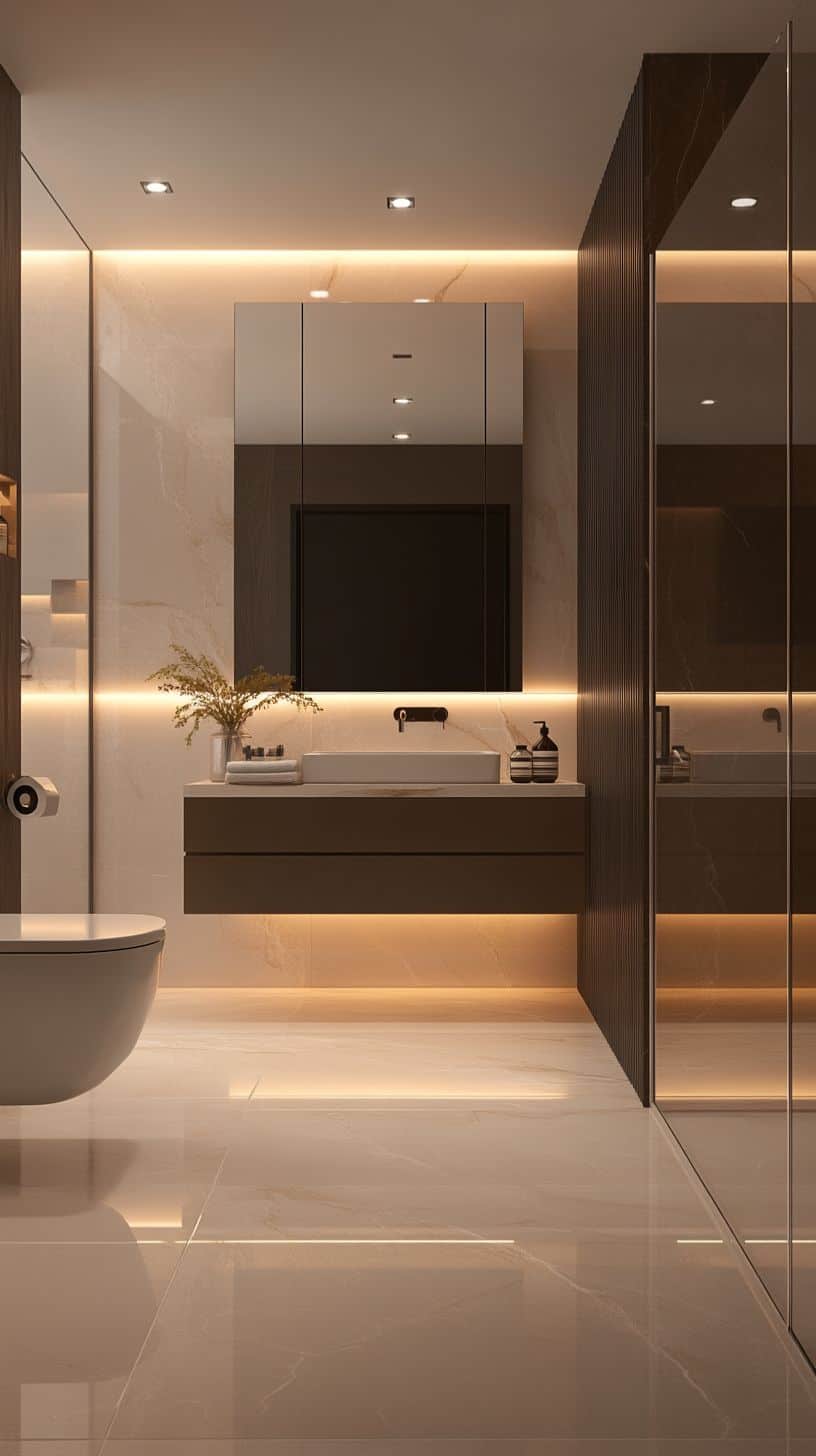 Hotel bathroom with mirror