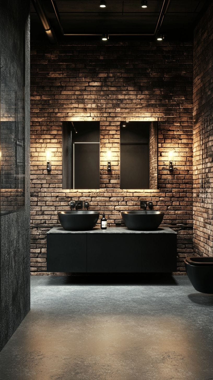 Industrial bathroom with lighting