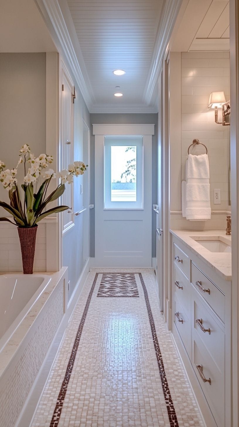 Narrow rectangular bathroom