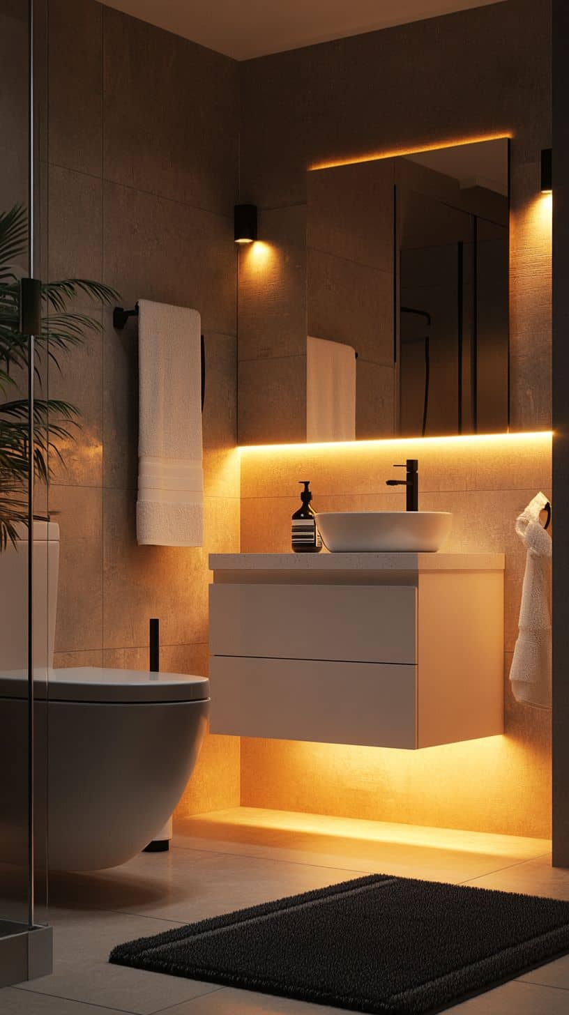 Renter friendly bathroom with tile