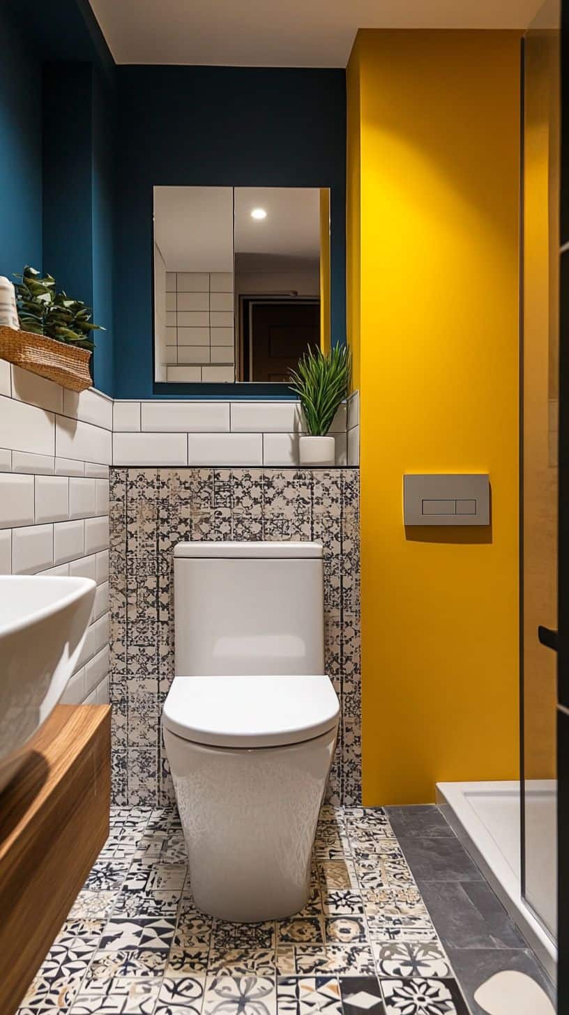 Small bathroom with color on a budget
