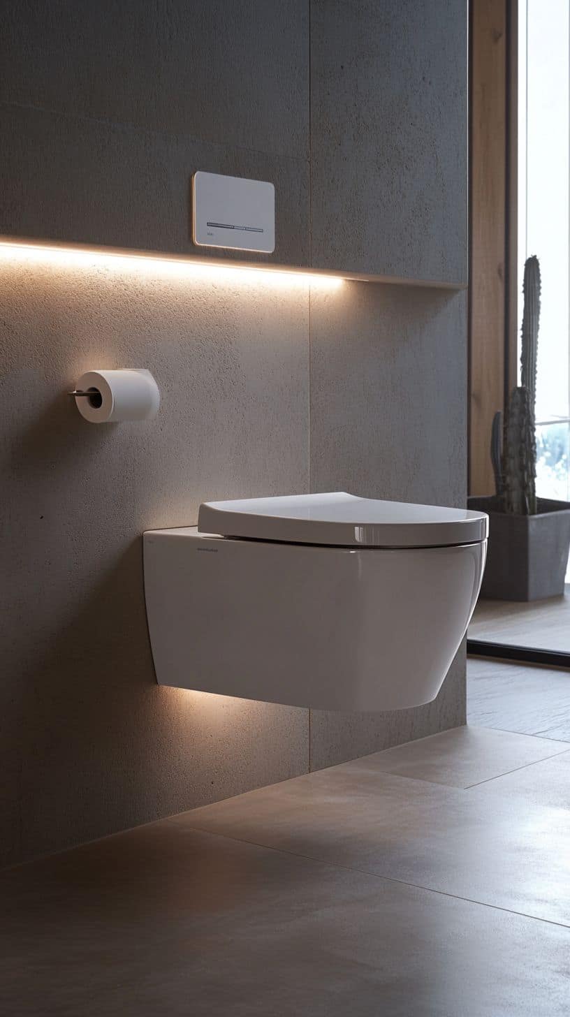 Stylish bathroom with no bath