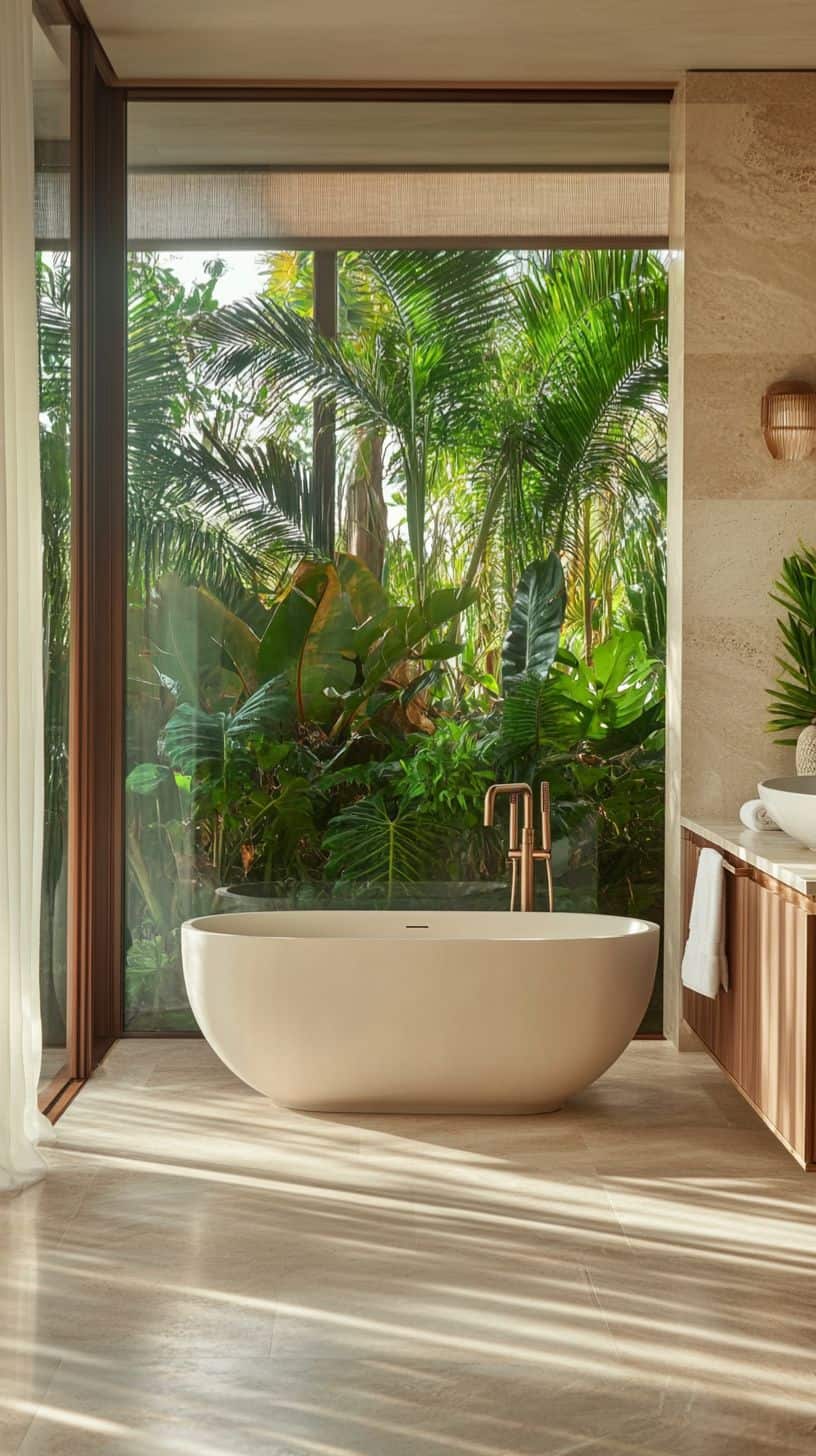 Bathroom with a big window