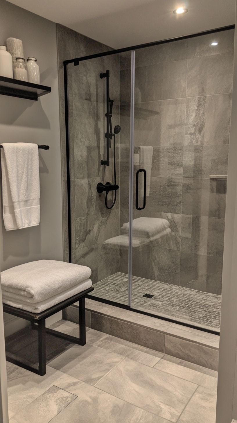 Bathroom with grey stone