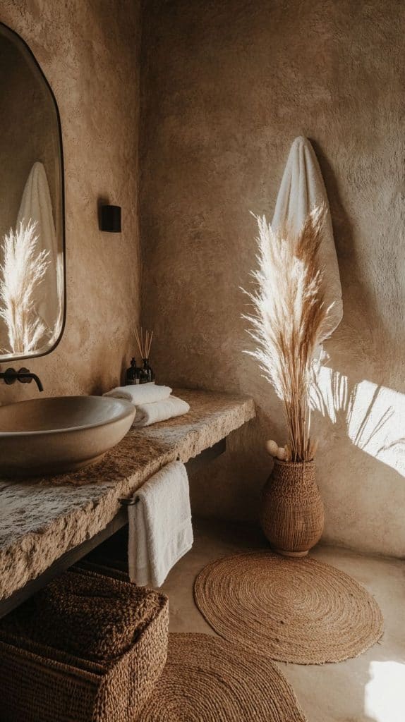 Photo inspiration: Earthy Spa Inspired Decor Reference: 13 Earthy Bathroom Ideas That Feel Like A Cozy Spa
