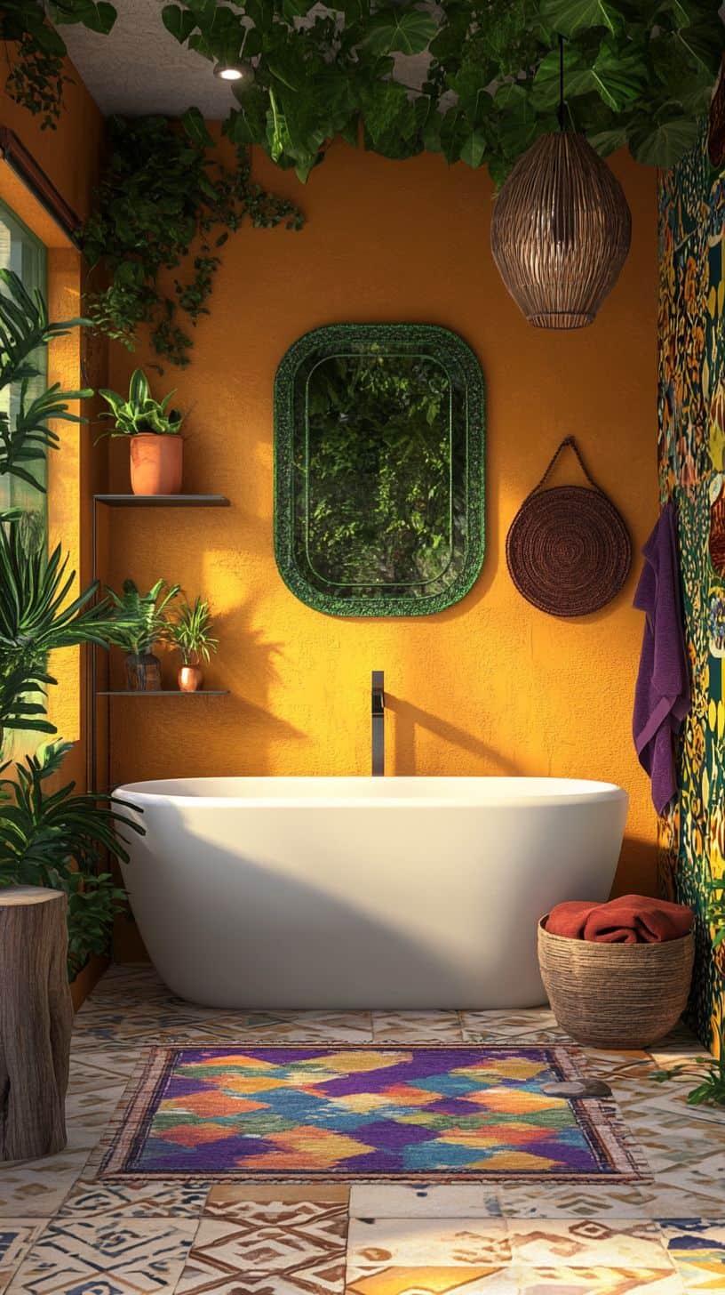 Funky bohemian bathroom