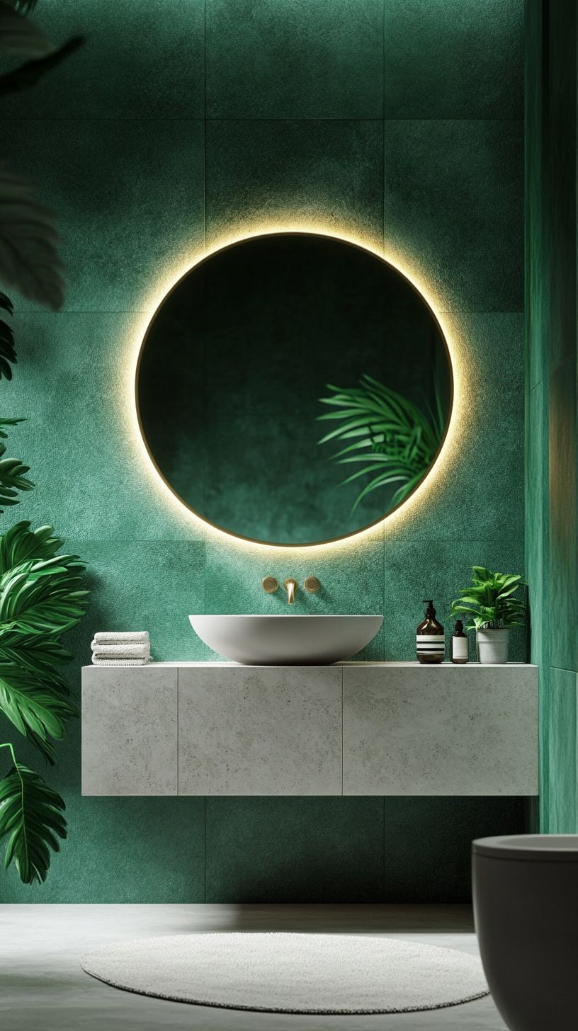 Green bathroom with no window