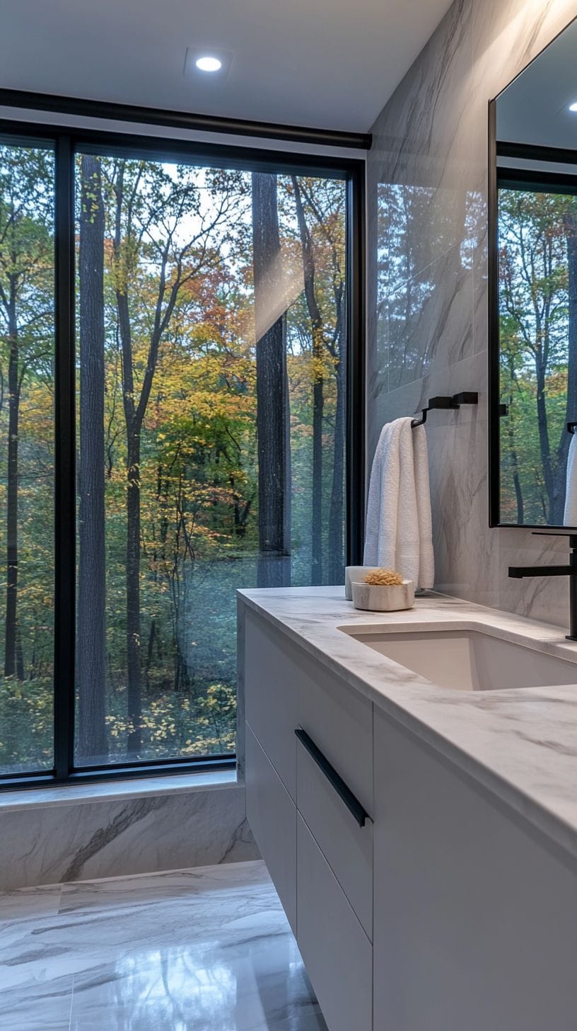Small gray and white bathroom