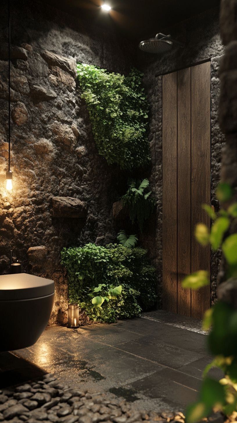 Moody earthy bathroom