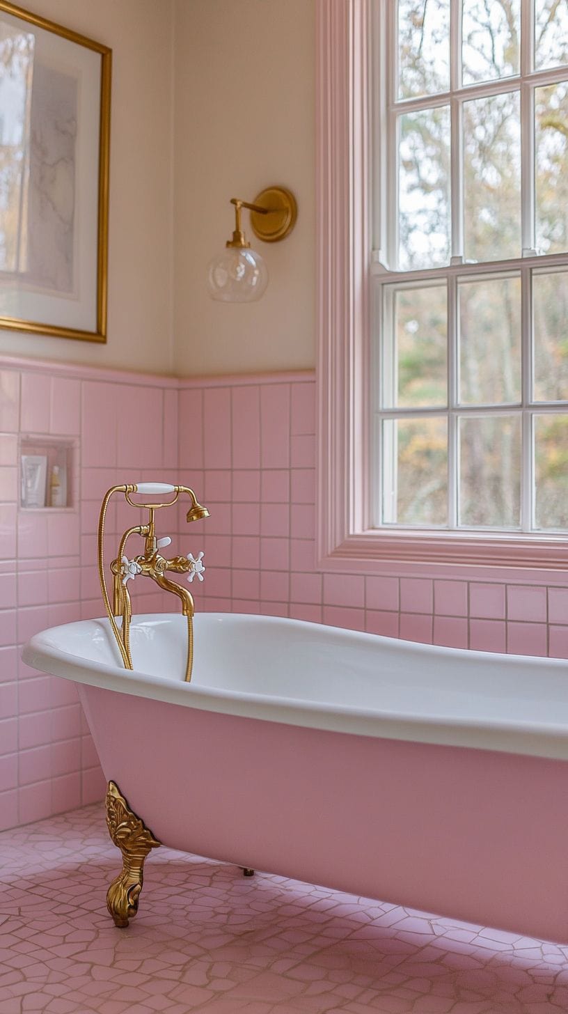Pink vintage bathroom