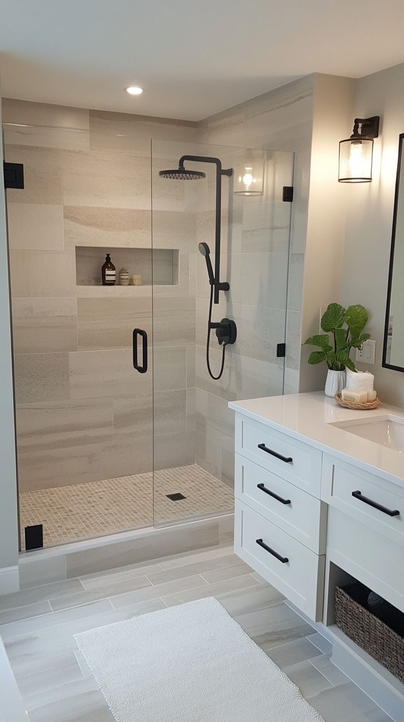 Very small minimalist bathroom with shower
