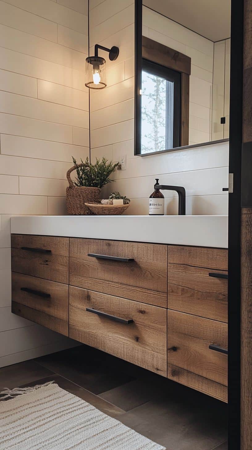 Bathroom With DIY Rustic Vanity