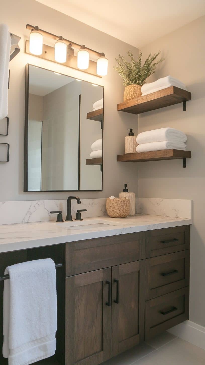 Bathroom with mirror and storage