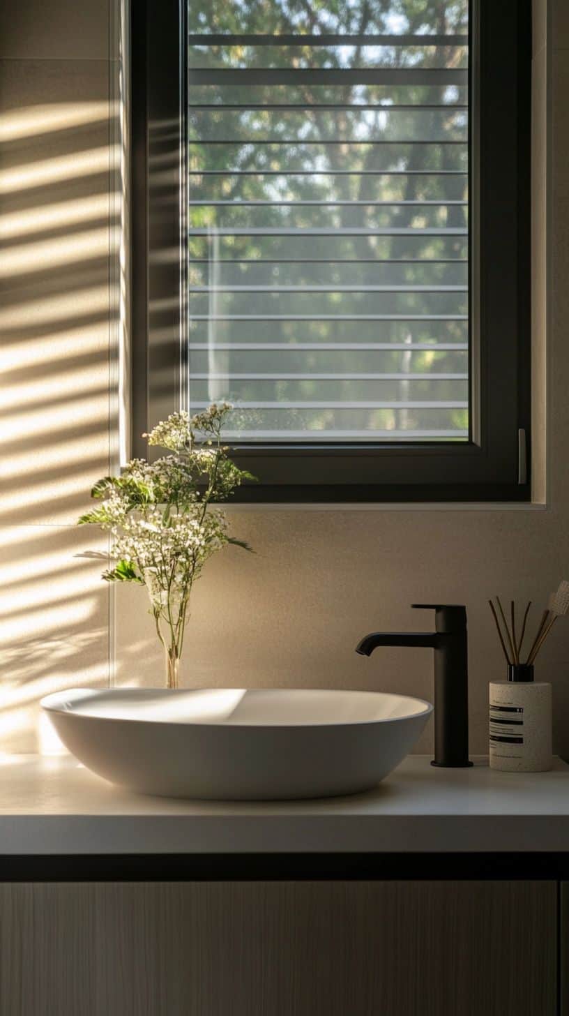 Bathroom with sink under window