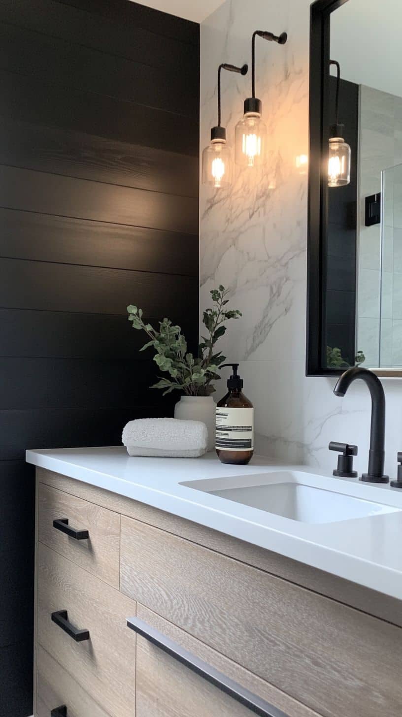 Dark scandinavian bathroom