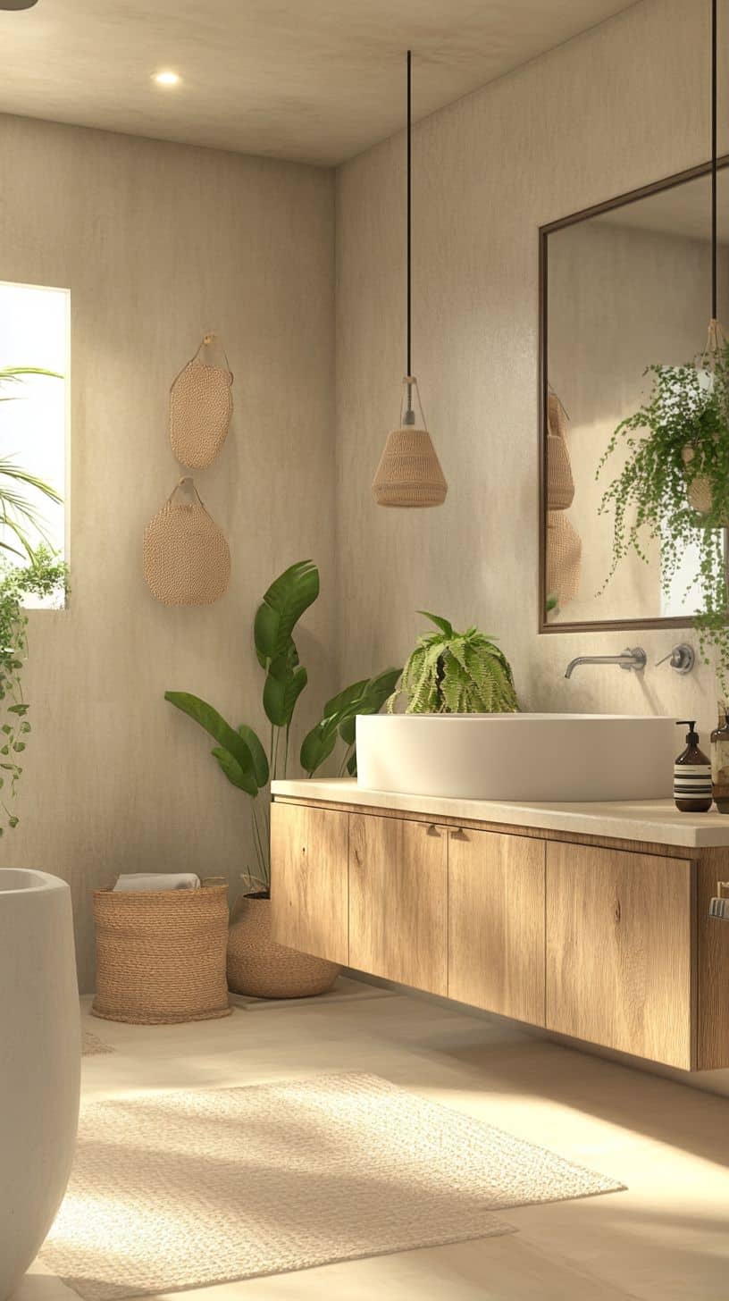 Earthy bathroom with paint