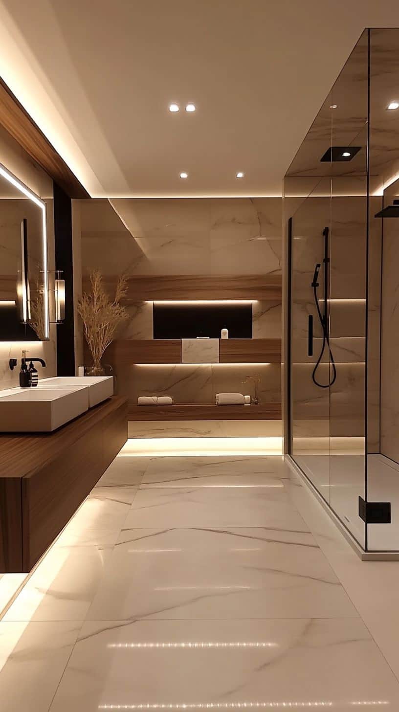Long narrow ensuite bathroom