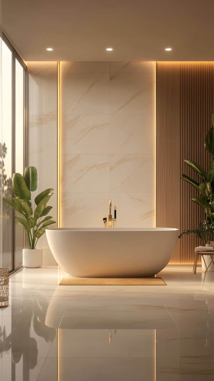 Luxury bathroom with bathtub