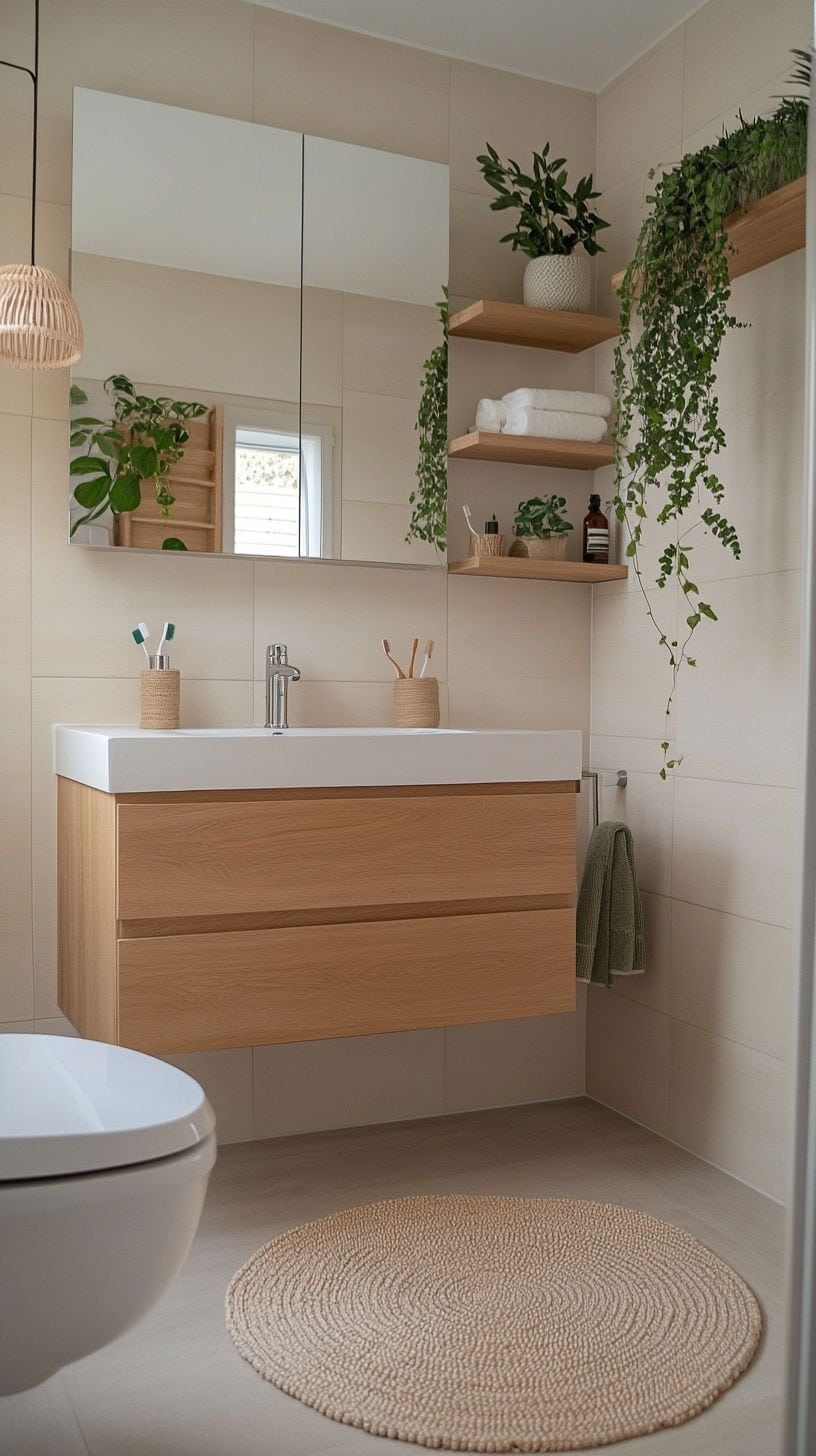 Swedish bathroom with storage