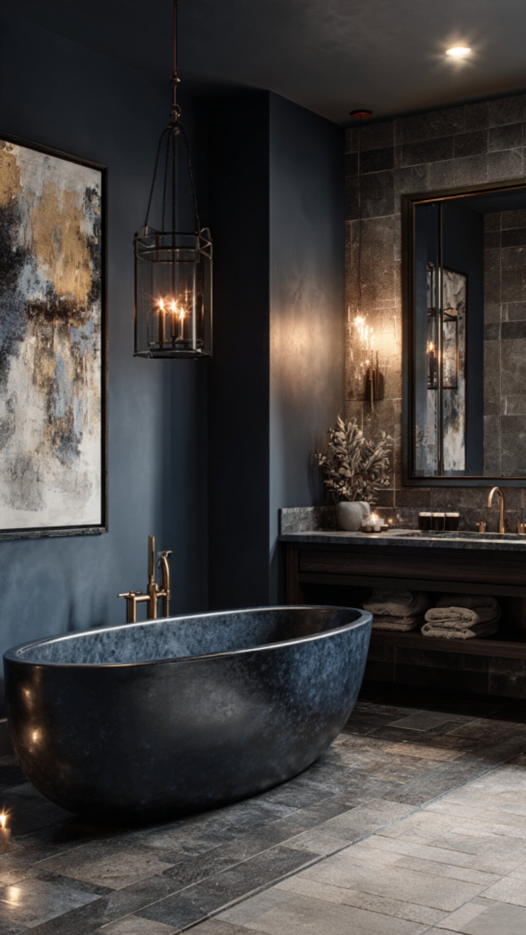 Blue Moody Bathroom Design Idea