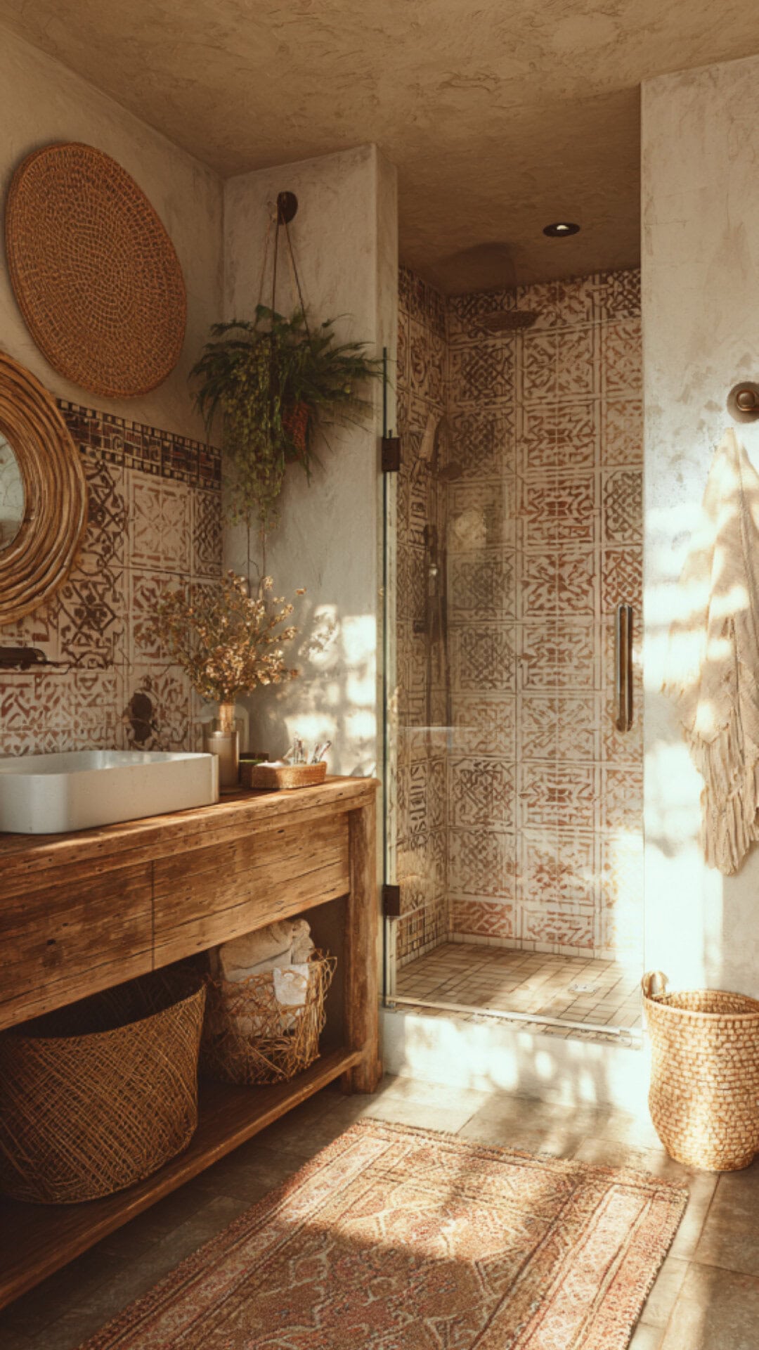 Boho Bathroom Wallpaper Style