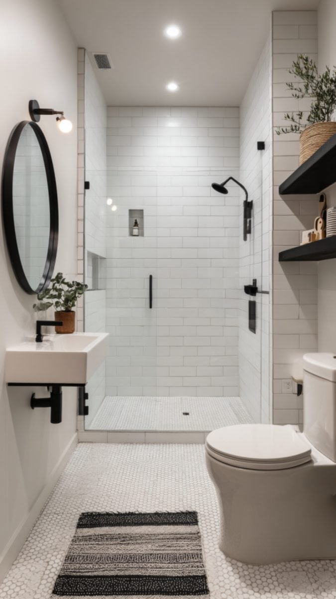 13 Stylish Black and White Bathroom Ideas - Glamorous Place