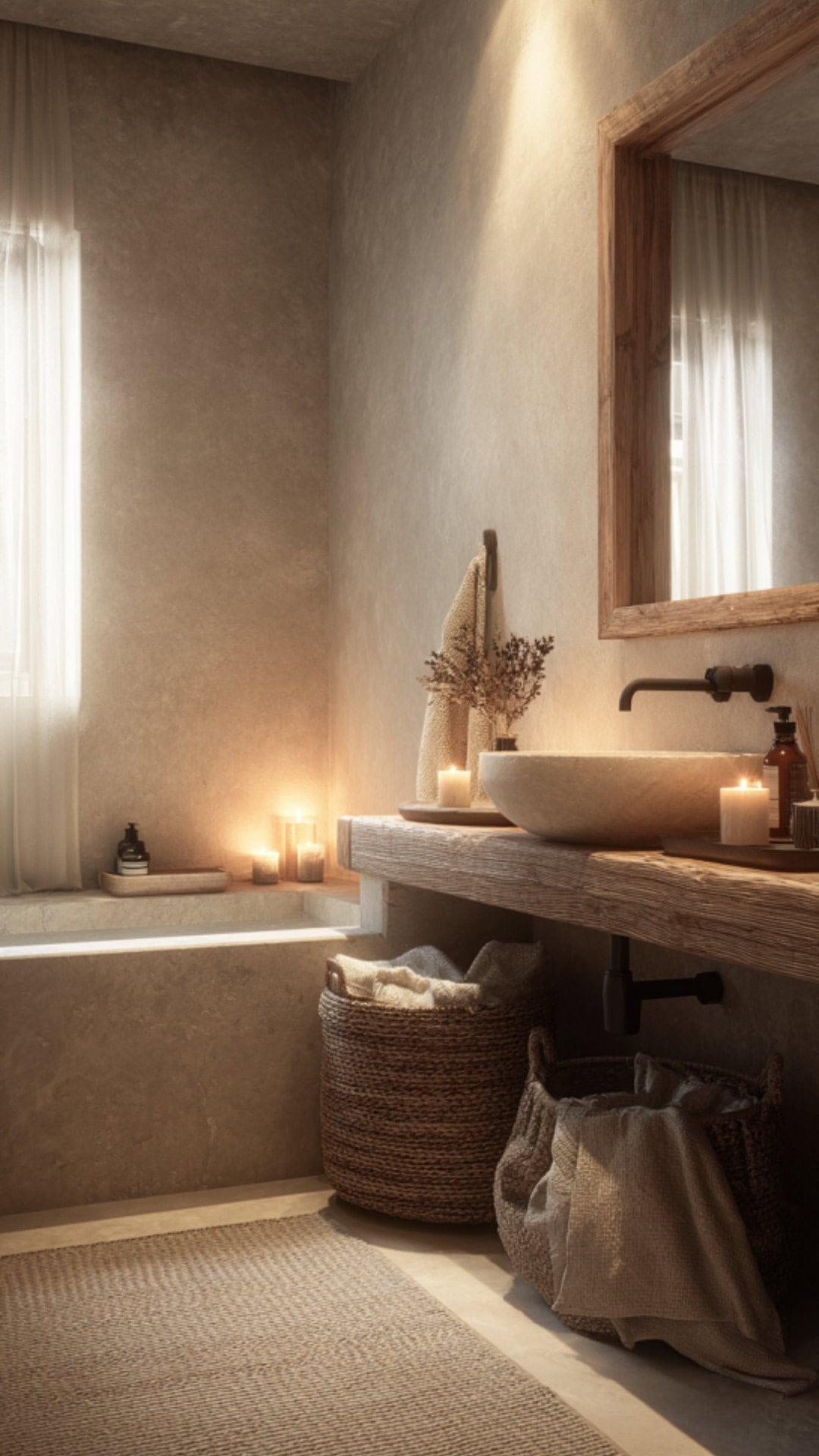 Cozy Aesthetic Bathroom With Subtle Layers