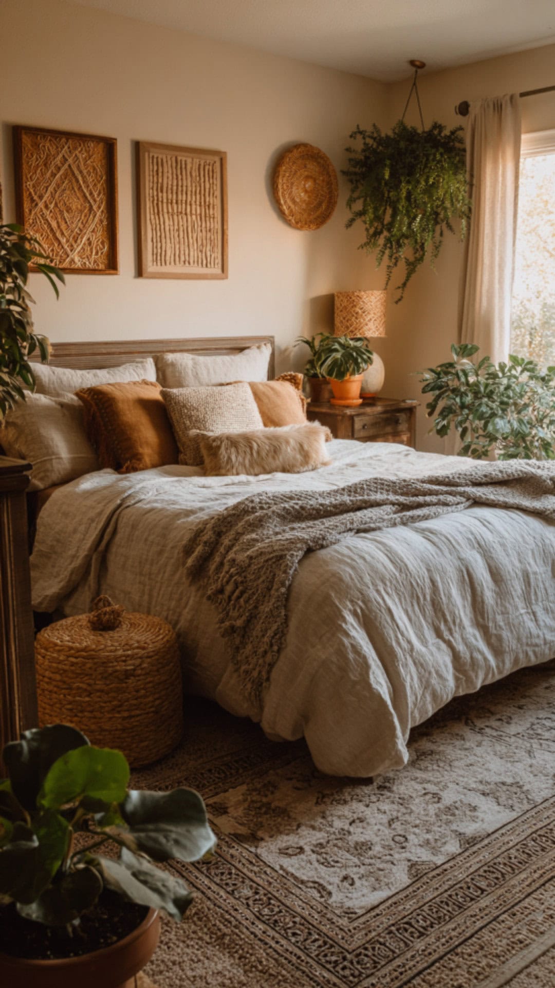 boho bedroom with decor accents