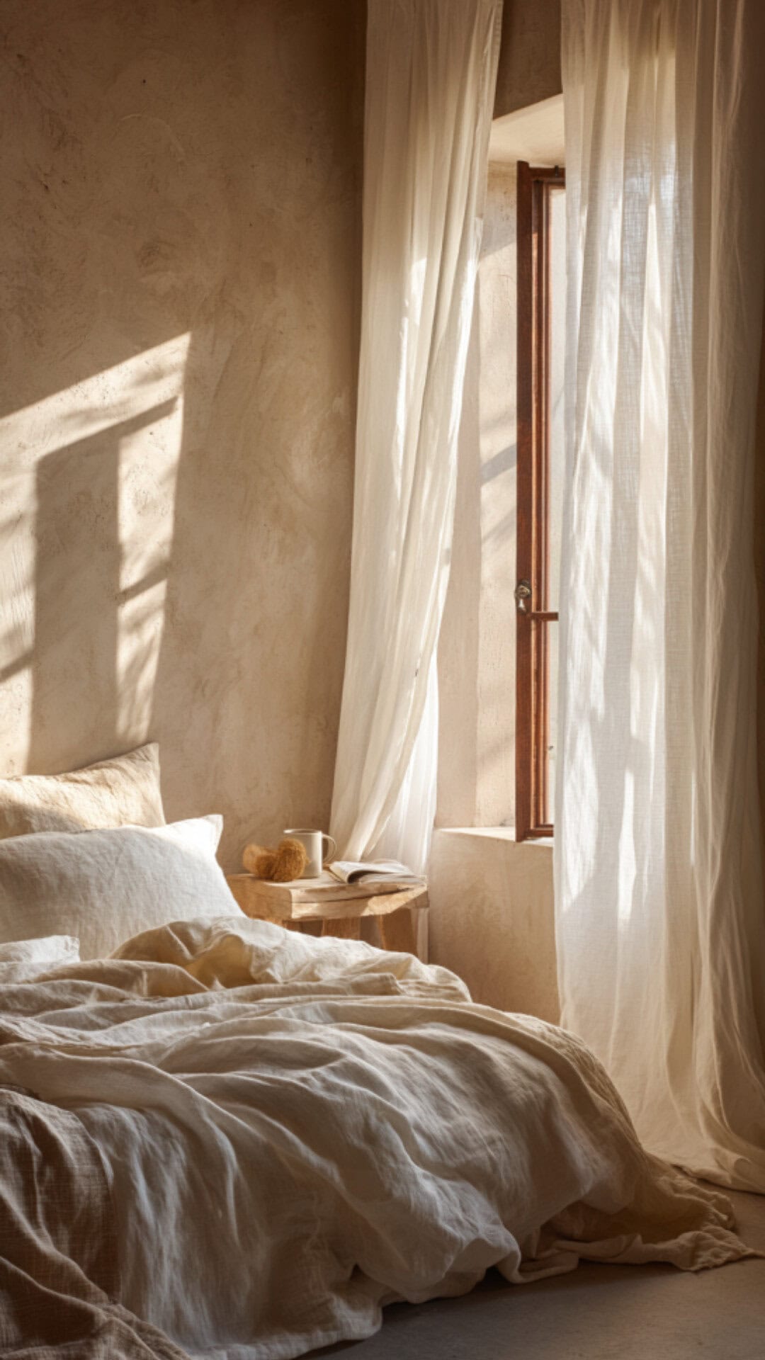 small bedroom with curtain