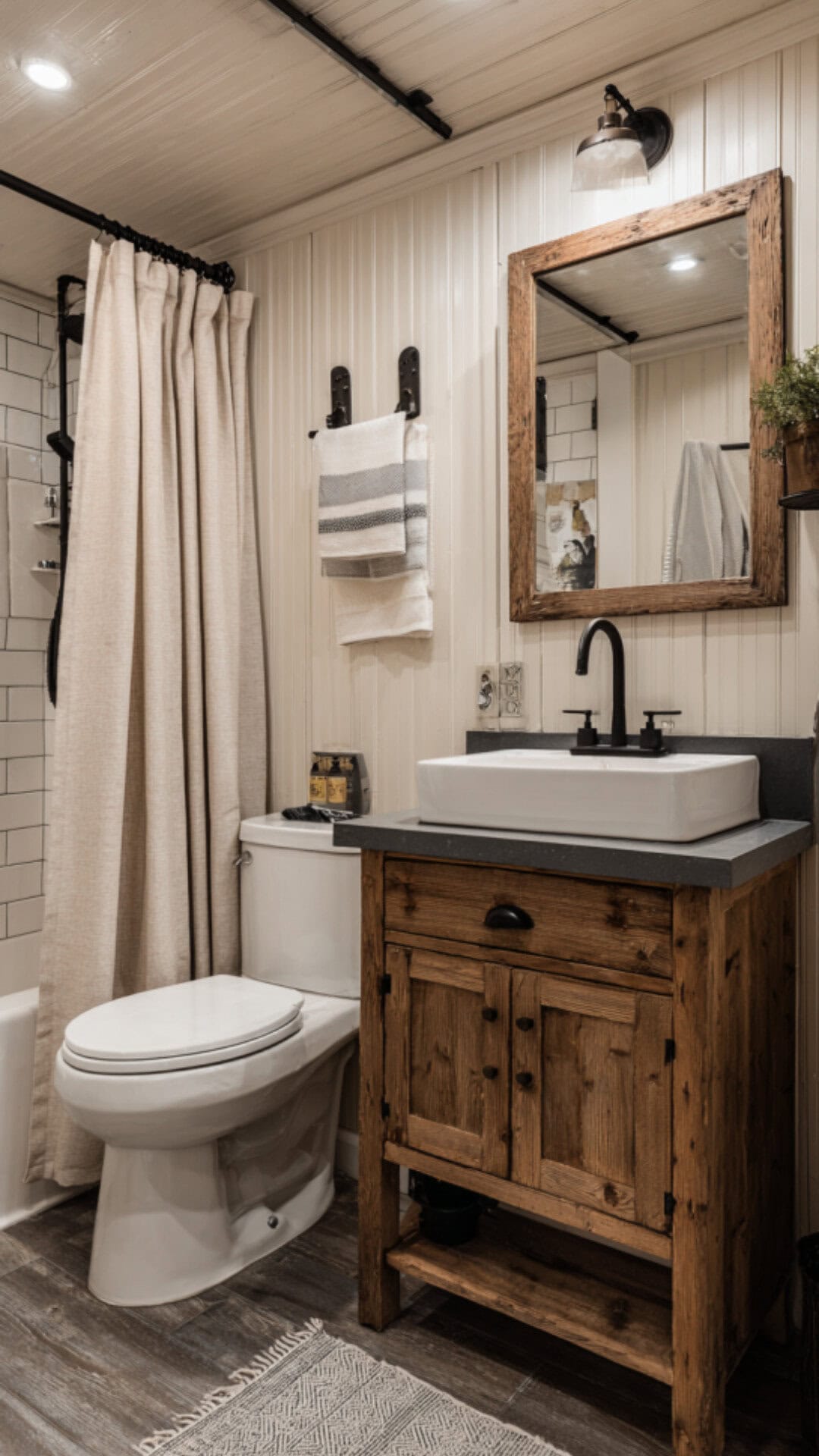 Farmhouse Small Bathroom with Rustic Features
