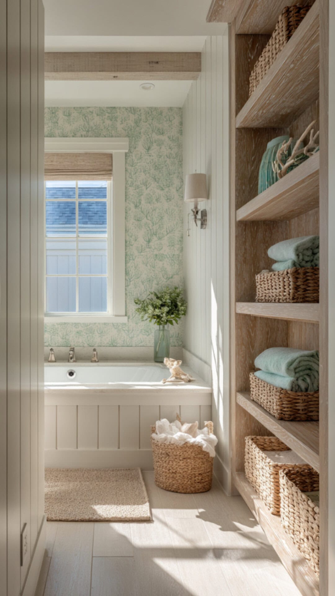 Coastal Bathroom Wallpaper Vibe