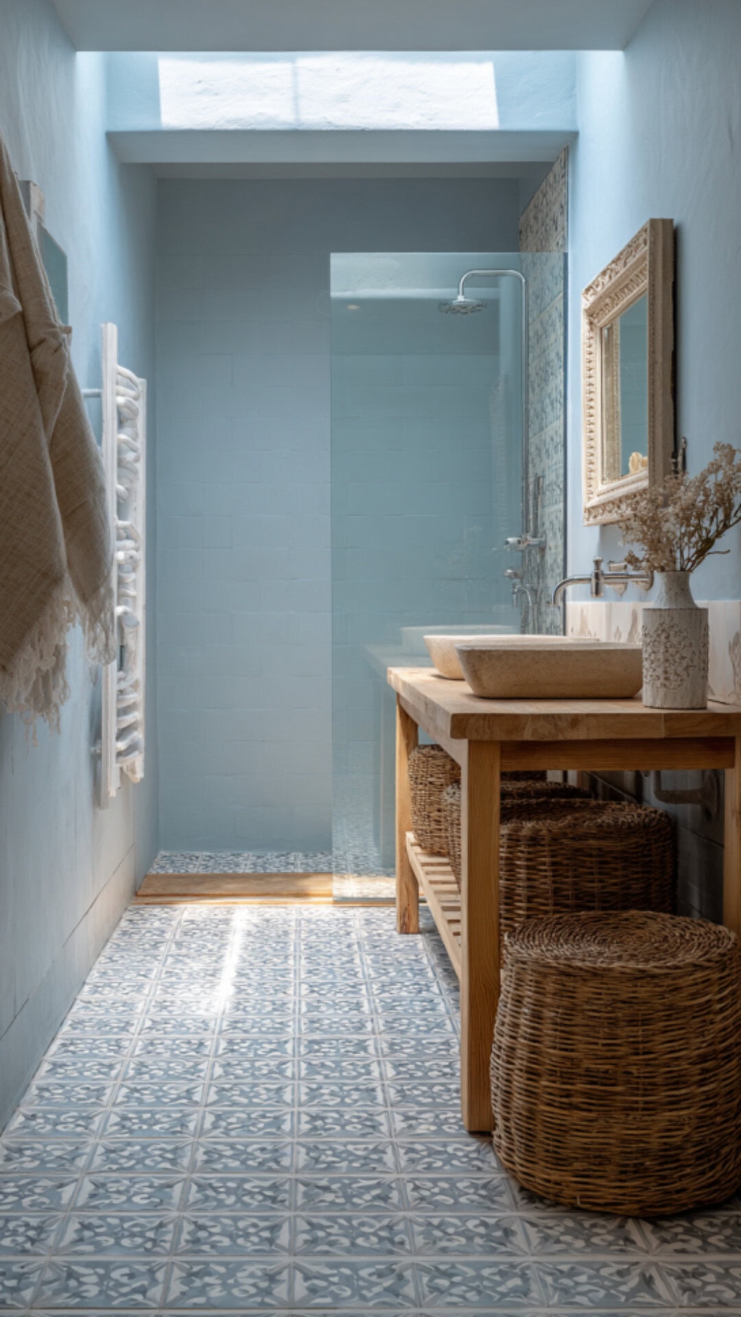 Boho Bathroom With Blue Tones