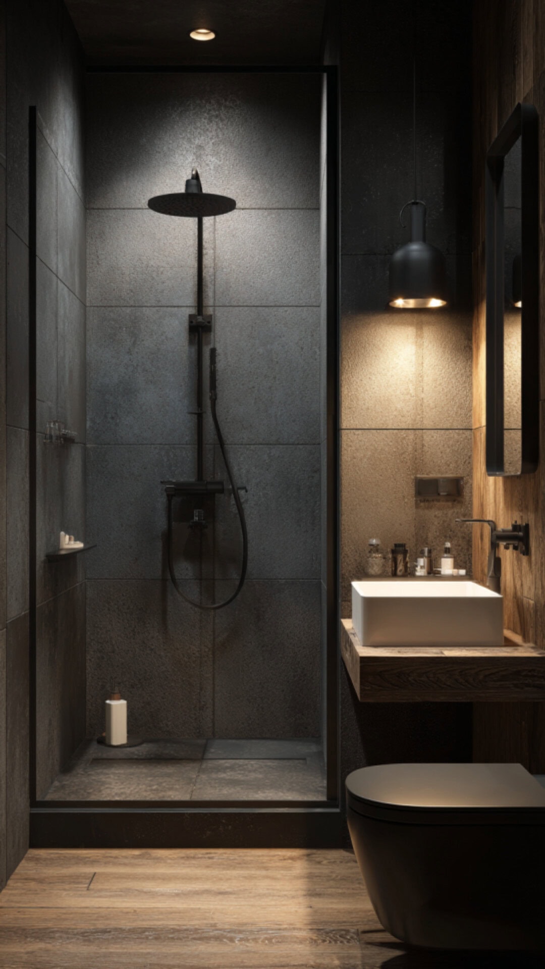 Earthy Black Bathroom