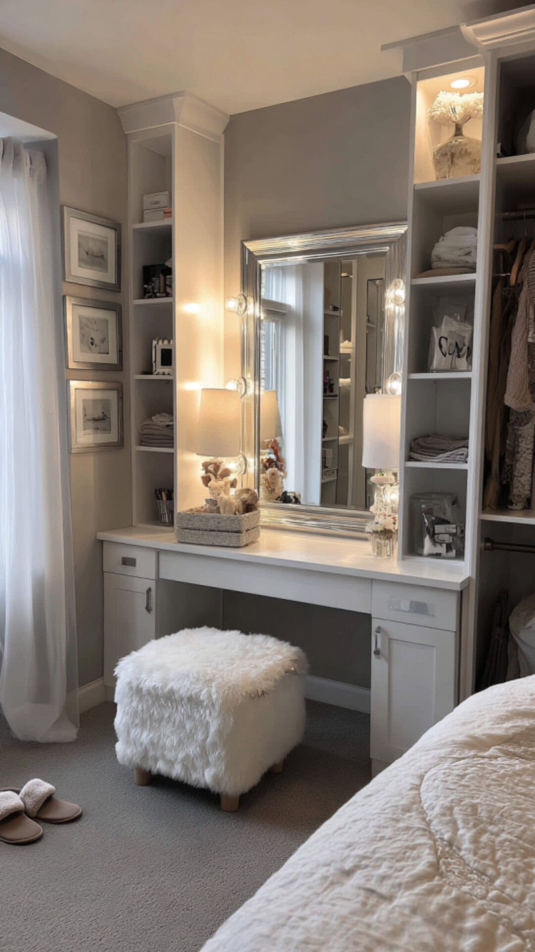 Built-In Vanity in a Custom Bedroom Nook