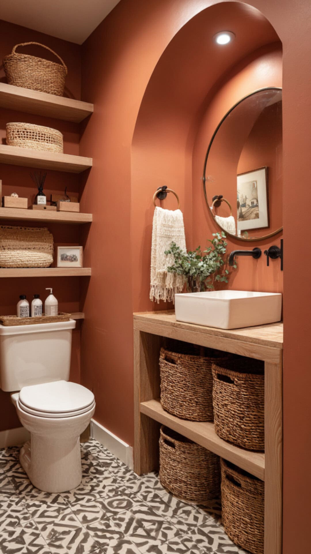 Half Bathroom with Unique Color Ideas
