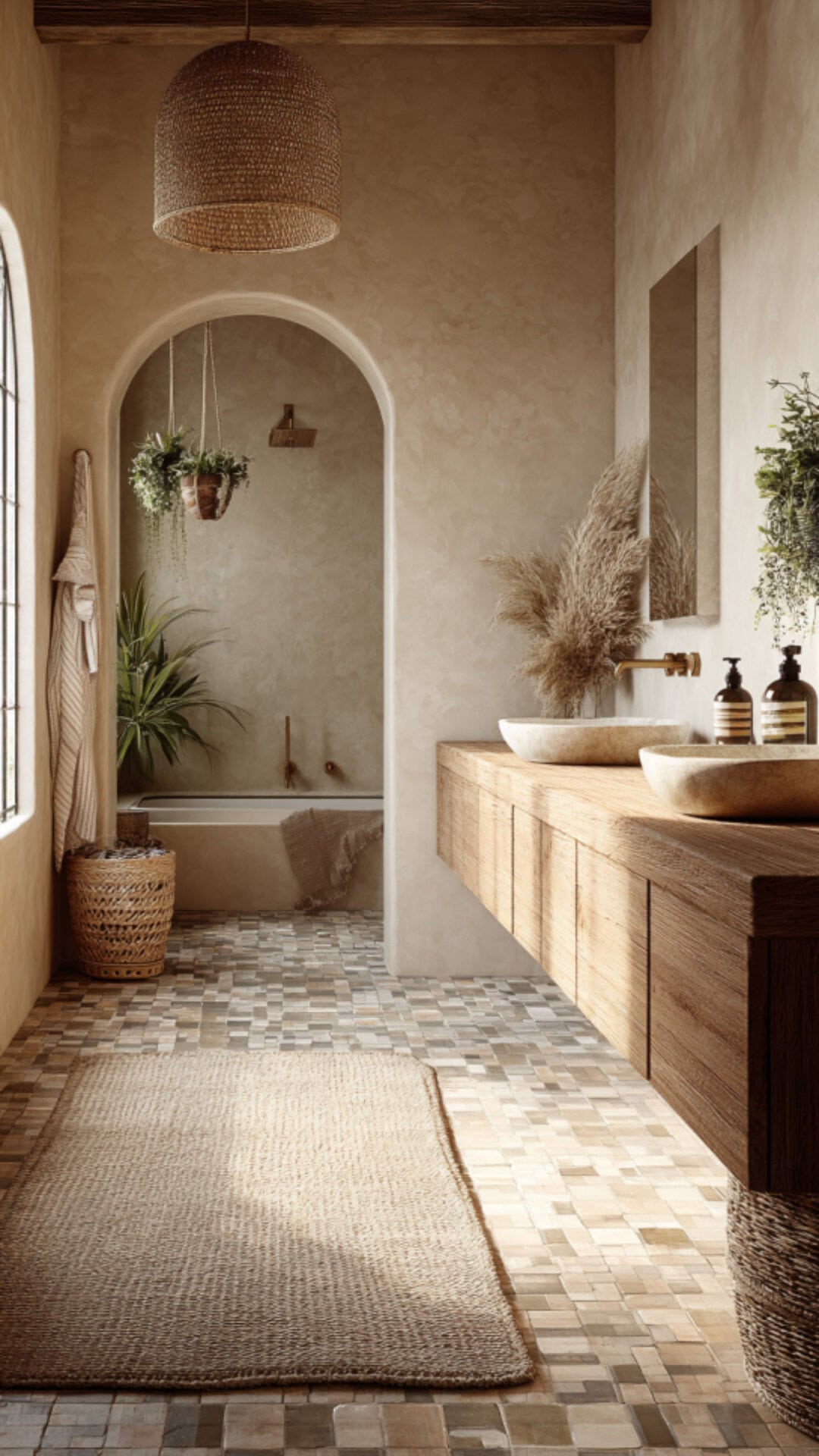 Boho Bathroom in Beige Hues