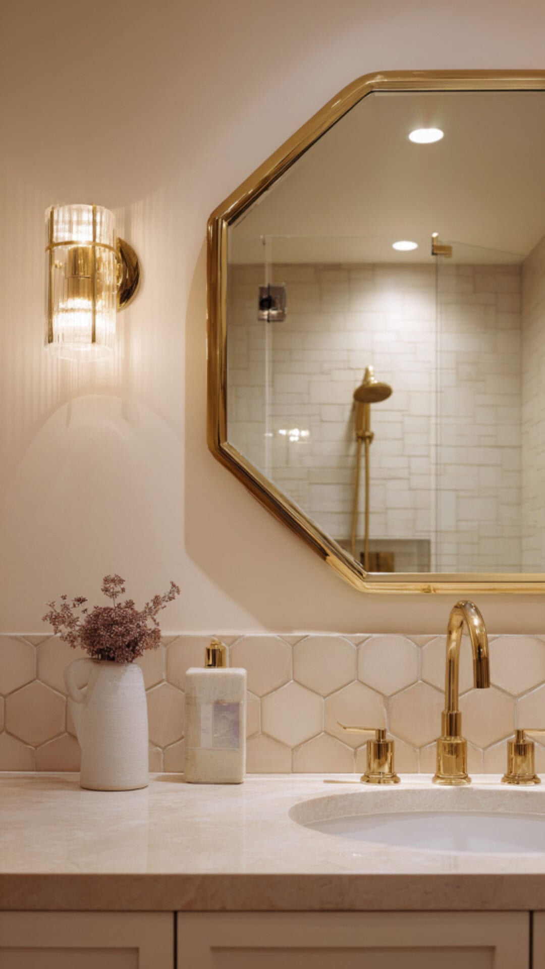 Bathroom Mirror With Gold Accents