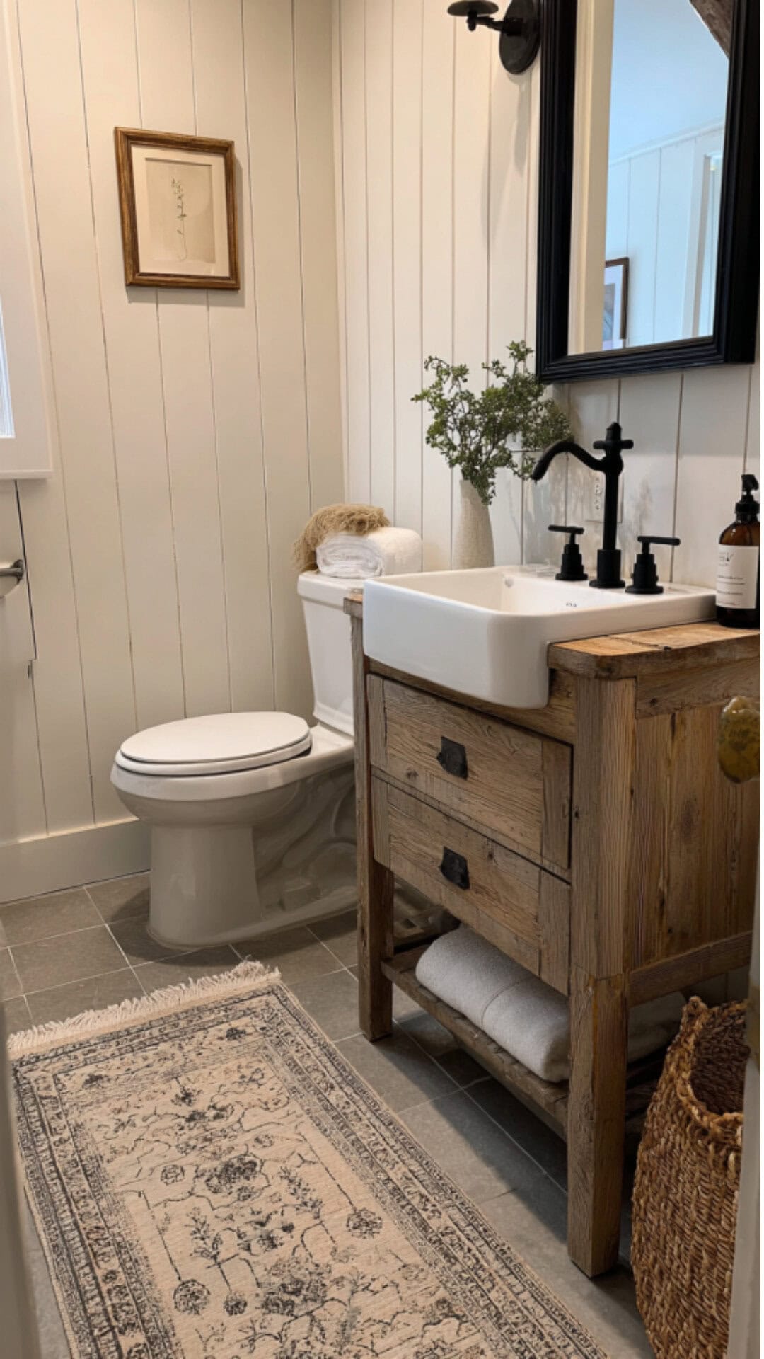 Farmhouse Guest Bathroom with Rustic Touches