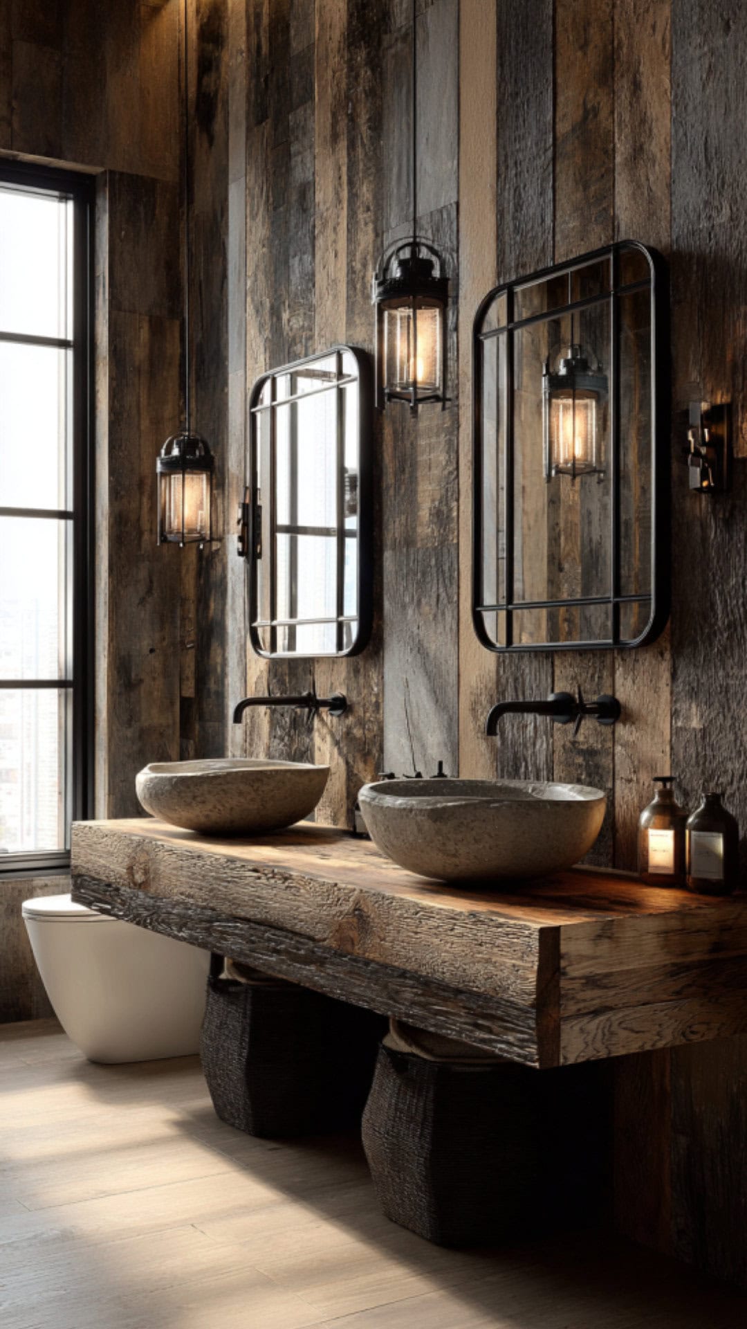 Double Vanity in a Farmhouse Bathroom