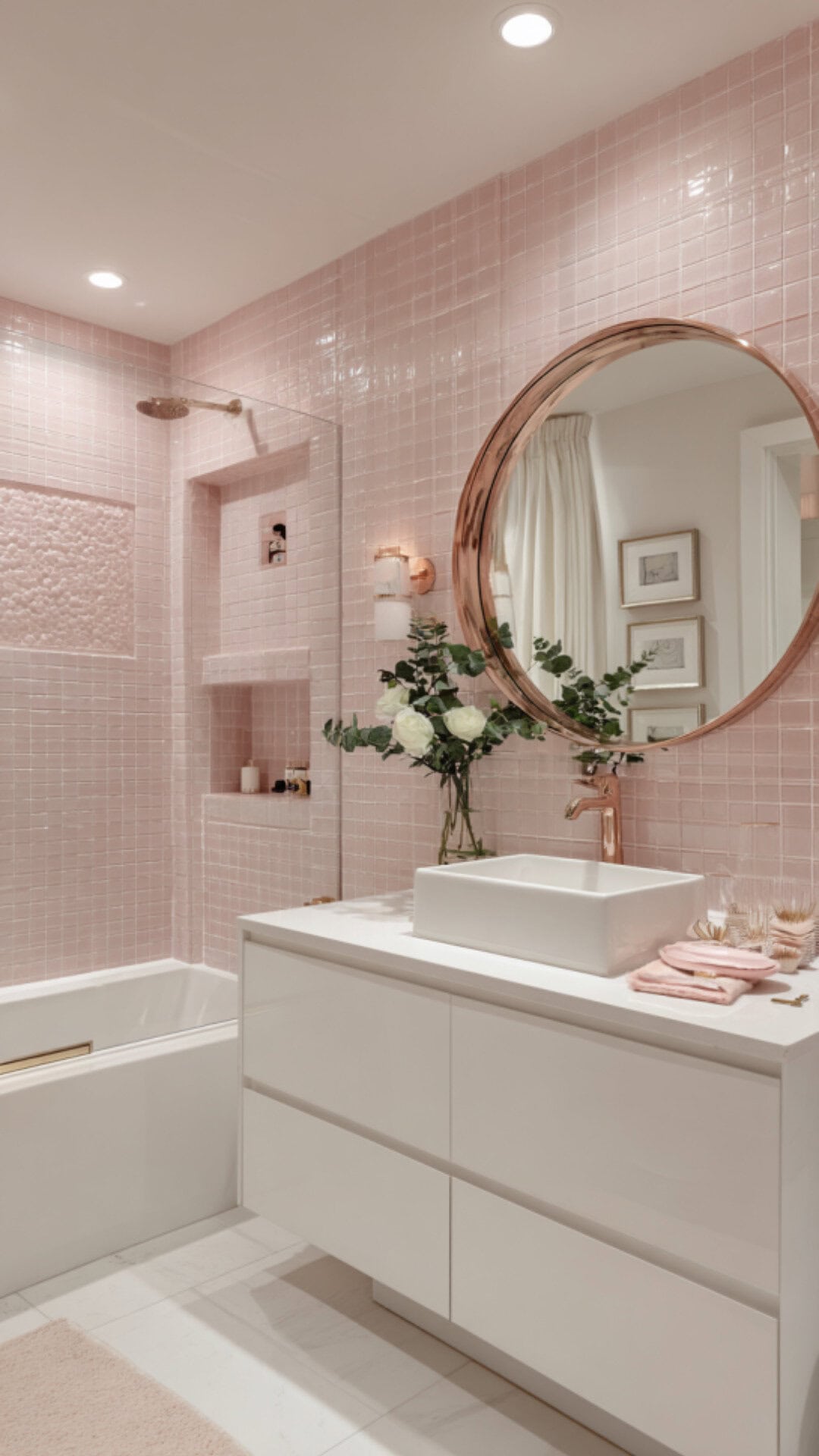 Pink and White Bathroom with Playful Charm